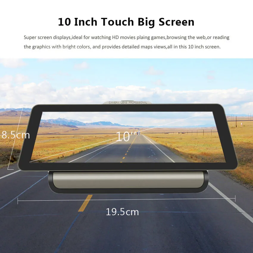 

4G Wifi 10'' Rearview Mirror Car DVR Camera Dual Lens Dash Cam GPS Navigation G-Sensor ADAS Remote Monitor with Rear View Camera