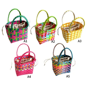 

Small Square Bag Plastic Vegetable Basket Clothing Eco-friendly Stocked Home Laundry Organization Basket Woven Storage Bag.