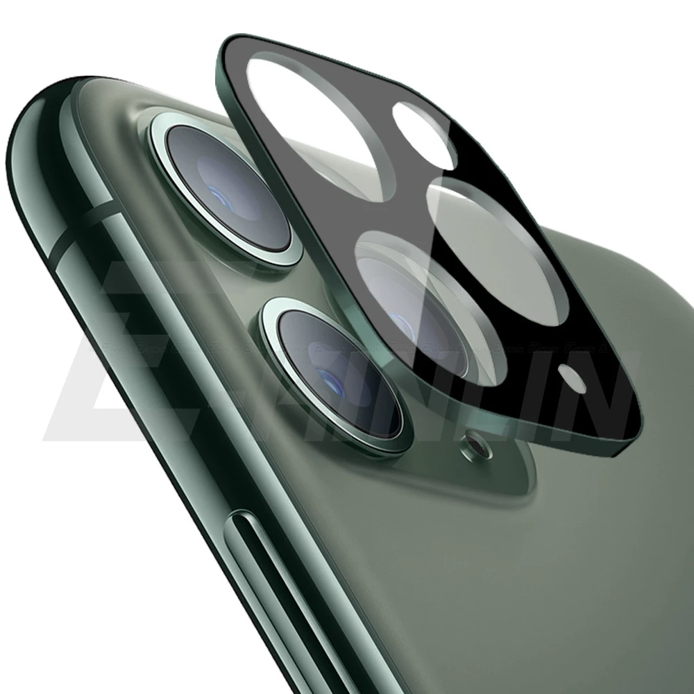 Back Camera Lens Case For iPhone 11 Pro Max Screen Protector Tempered Glass Rear Aluminum Metal Lens Ring Cover Protection Film - Цвет: Green