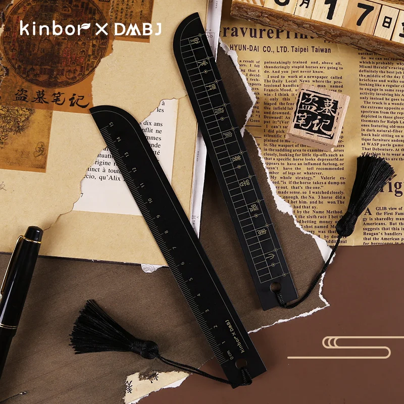 Ruler Kinbor DMBJ Retro Black Gold Ancient Knife 15CM Bookmark Stationery For School Office