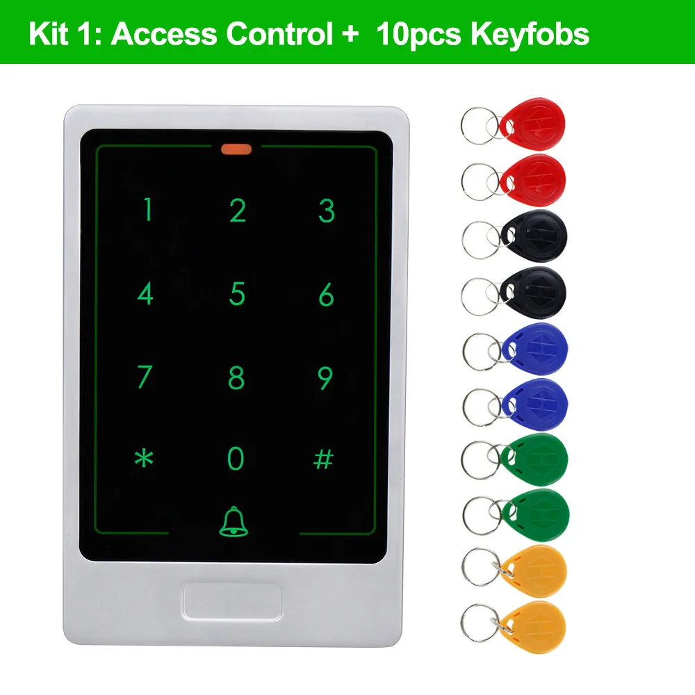 RFID Keypad with Key RFID система контроля доступа двери комплект сенсорная металлическая клавиатура ридер+ блок питания+ электронные замки электромагнитный ударный Болт замок - Цвет: RFID Keypad with Key