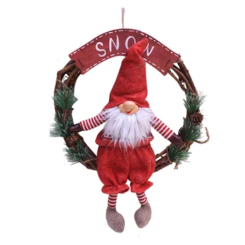 

1 Pcs Santa Christmas Wreath,Merry Christmas Front Door Wreaths Small Christmas Decorations Home Decor