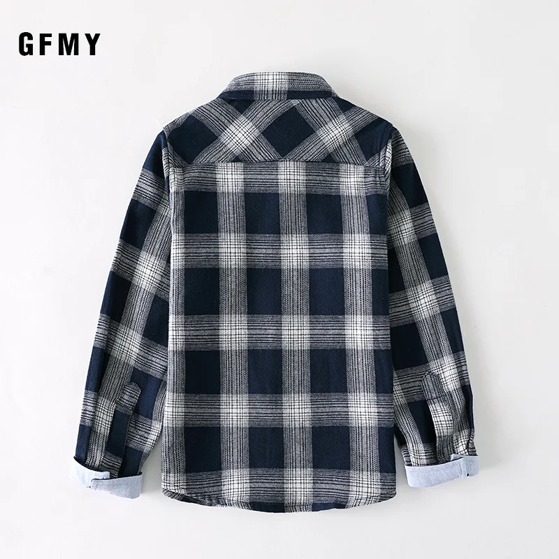 GFMY/ г. Осень хлопок длинный рукав модная детская клетчатая рубашка От 3 до 12 лет повседневная одежда для больших детей может быть пальто