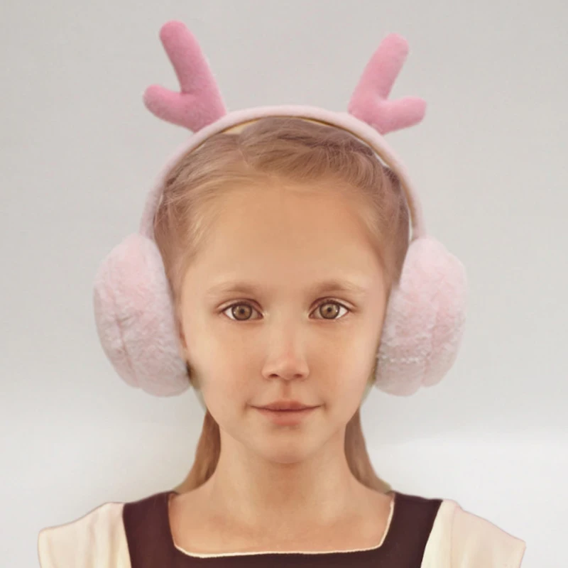 JINSERTA Kids Wired Headphones On Ear Foldable Stereo Headset Cute Deer Ear Earphone for Smartphone PC Children Birthday Gift