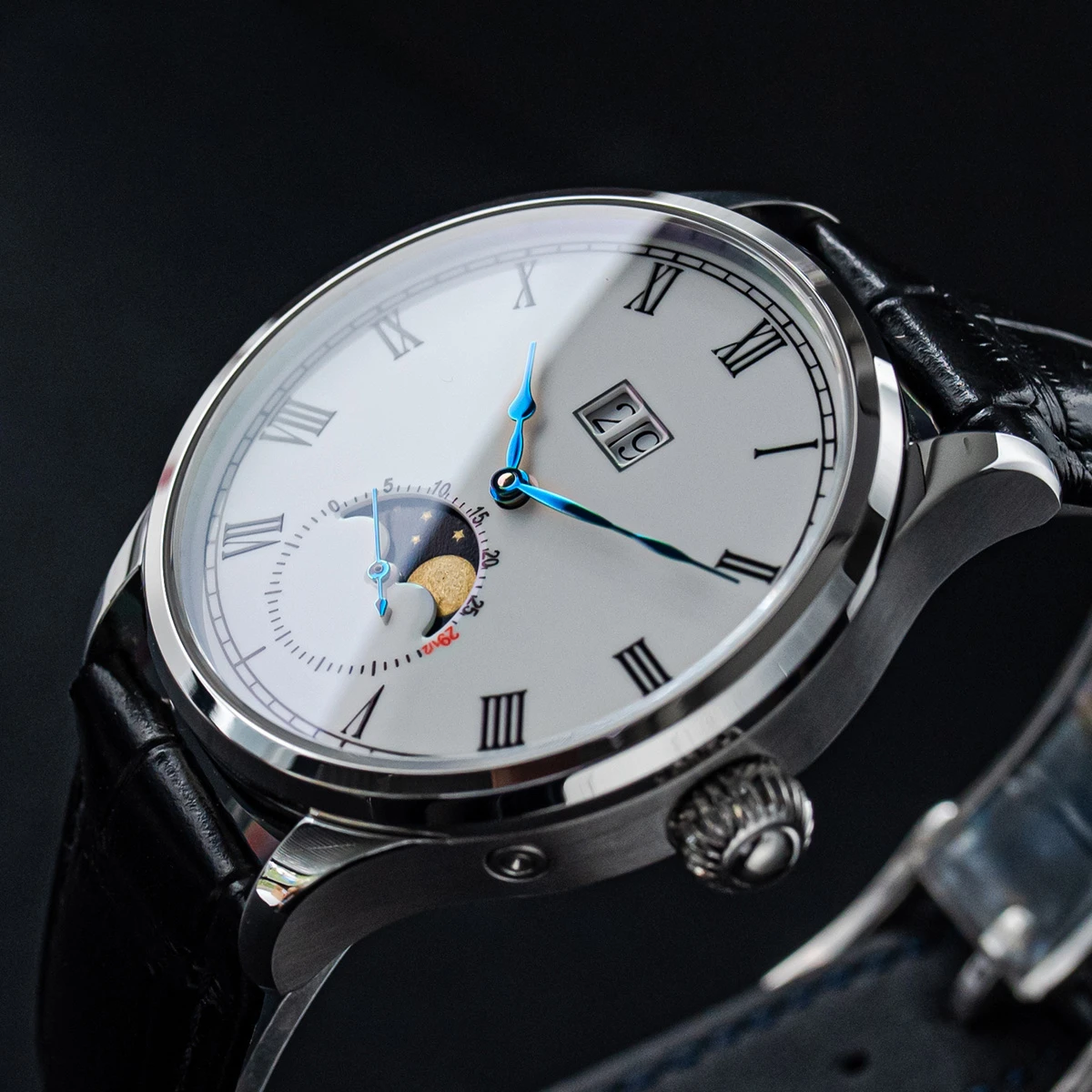 2021 Mens Watch Automatic Luxury Moonphase Sea-gull ST2528 Movement Ceramic Dial Sapphire Crystal 316L Stainless Steel Case Gift