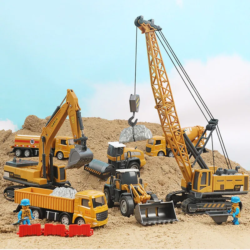 Coches de juguete para niños de más de 3 años, grúa excavadora, camiones para niños, camión de ingeniería de aleaciones, Juguetes para niños