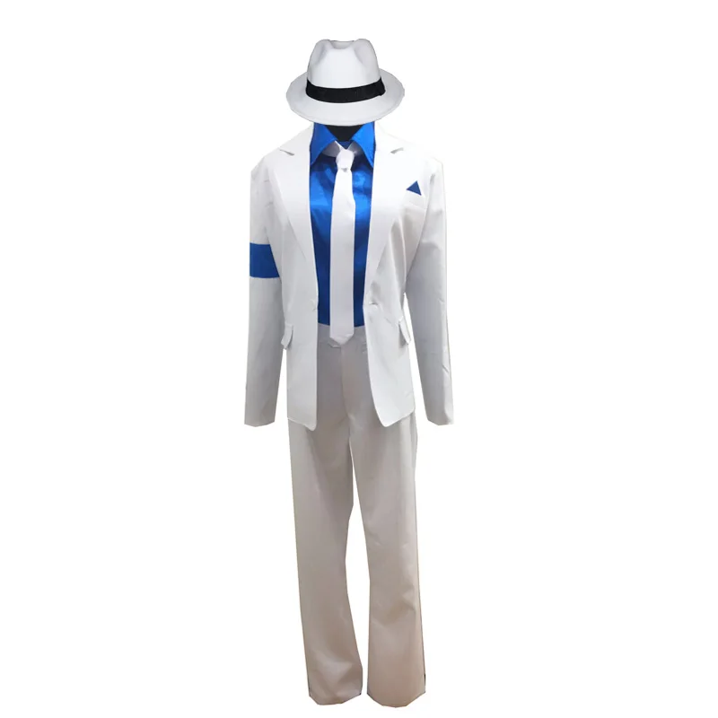 thumbnail image 1 of Traje de Michael Jackson Smooth Criminal hecho a medida, disfraz de Michael Jackson, top + pantalones + camisa + corbata + sombrero + correa, 1 of 4