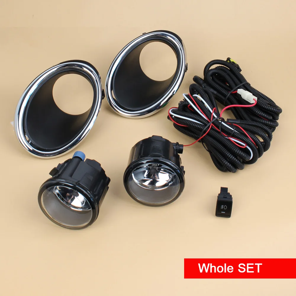 Fog Light Set 1 пара Автомобильная 12В противотуманная фара в сборе с туман светильник хром Чехлы и провода реле переключатель кнопка для Nissan Qashqai - Цвет: Fog Light Set