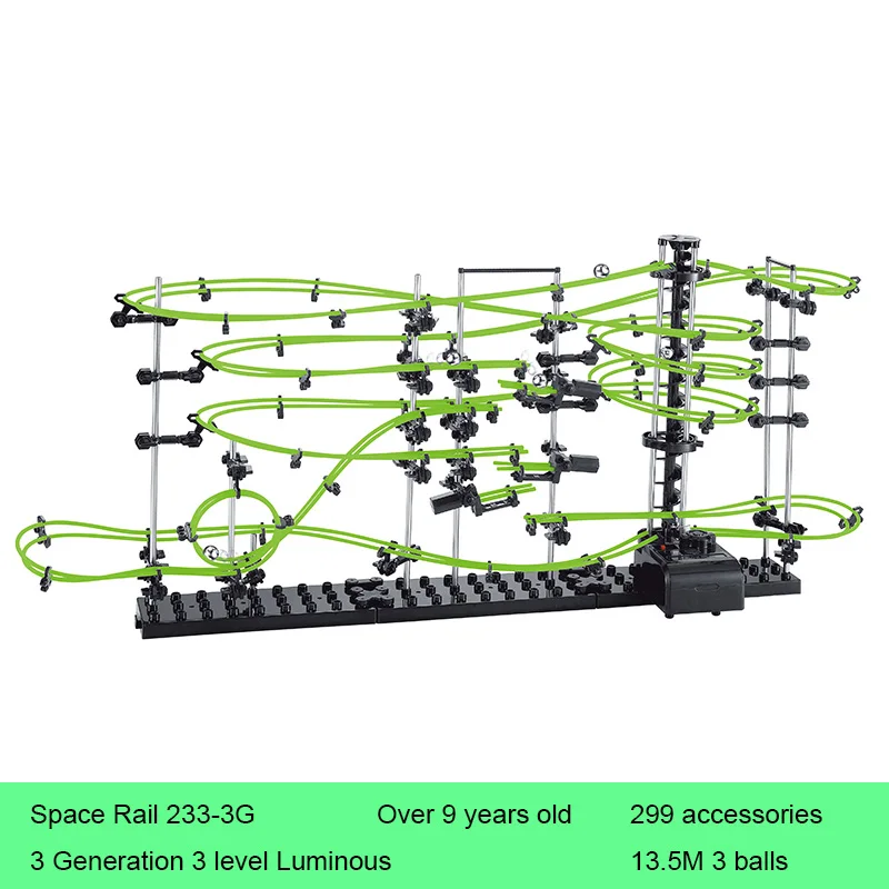 

Space Rail 3 Levels Glow in dark 233-3G Roller Coaster Space Ball Model Building Kits DIY Educational Toys for Children Gifts