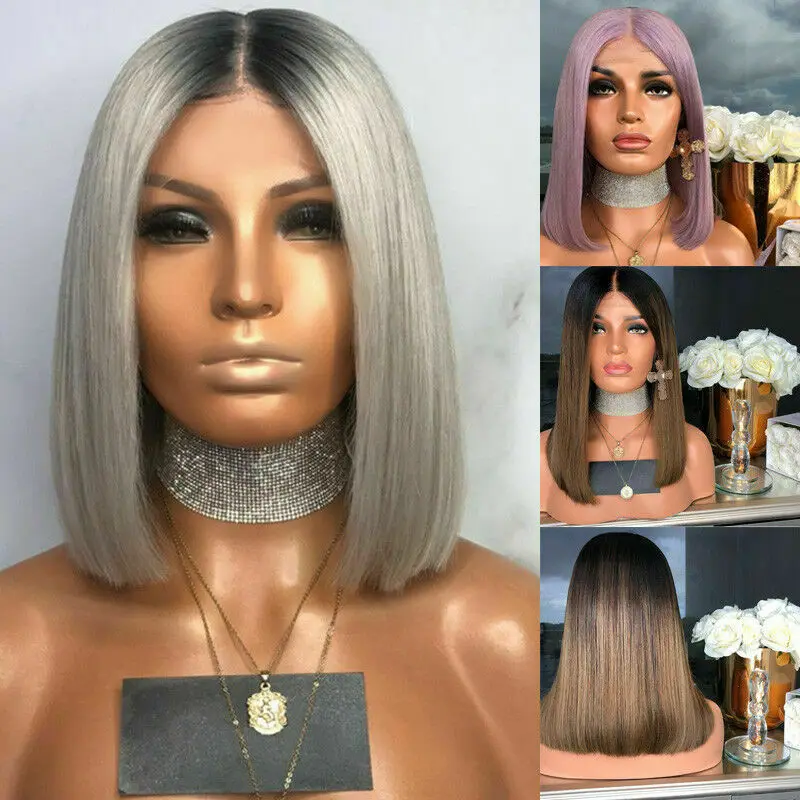 

Real Natural Short Straight Women Ladies Daily Hair Middle Score Wig Hivision