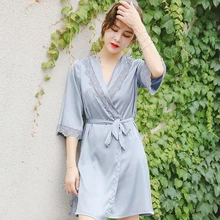 Ночной халат с v-образным вырезом, цветочный сексуальный женский комплект из 2 предметов, топ на бретелях, комплекты для сна, повседневные пижамы, домашняя ночная рубашка, халат для сна, банное платье