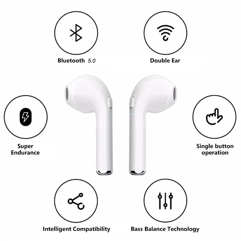i7s tws Wireless Headphones Bluetooth 5.0 Earphones sport Earbuds Headset With Mic Charging box Headphones For all smartphones