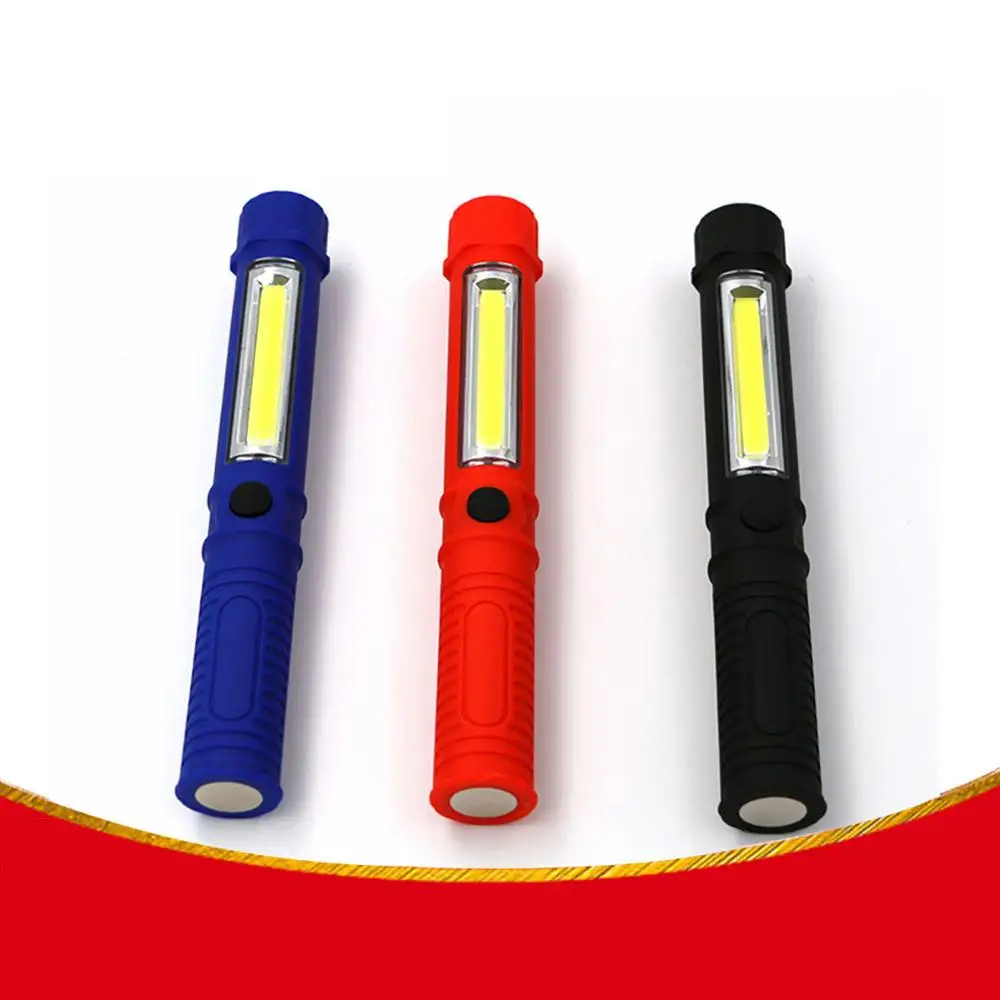 

Multifunction COB LED Mini Pen Light Work Inspection LED Flashlight Torch Lamp With the Bottom Magnet and Clip Black/Red/Blue