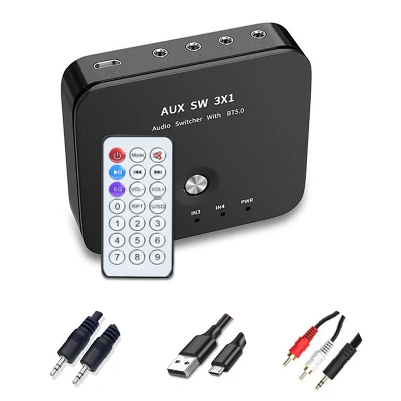 HIFI 4-портовый 3 5 мм стерео AUX коммутатор в 1 выход беспроводной музыки Bluetooth 0