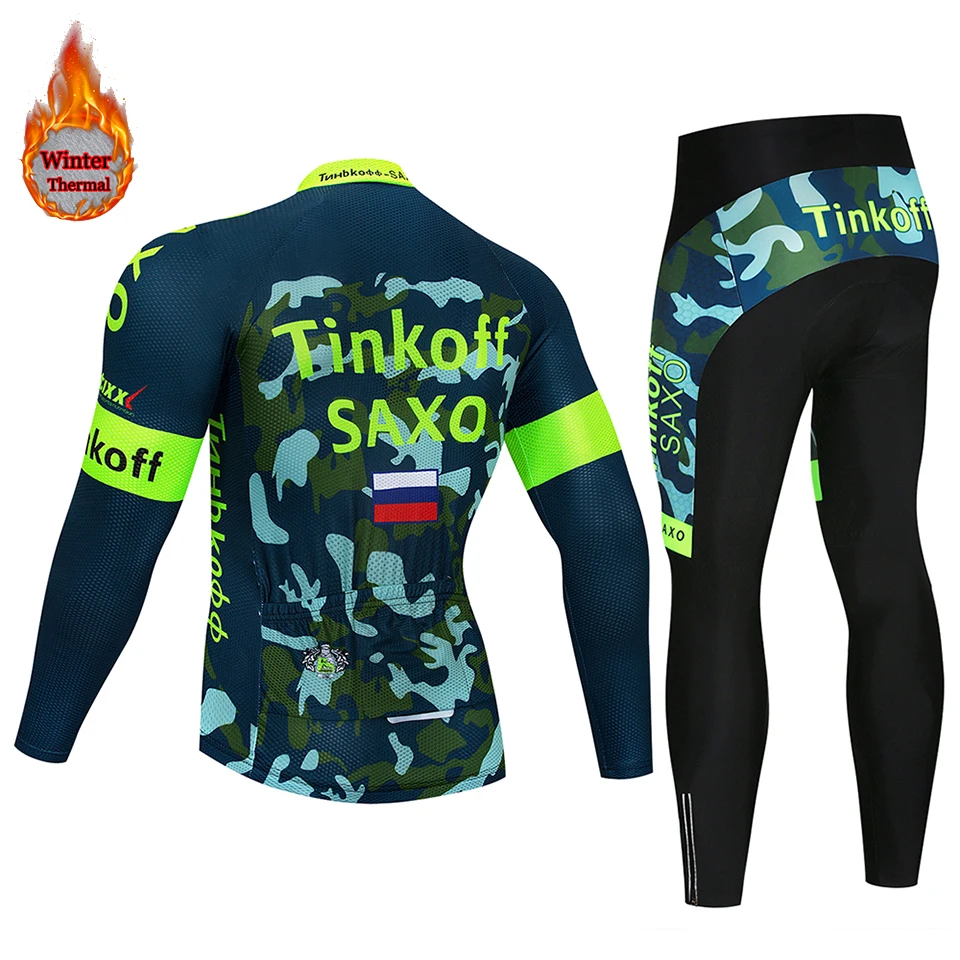 Maillot Ropa Ciclismo Invierno Tinkoff зимняя велосипедная футболка из теплого флиса с длинными рукавами, комплект велосипедная одежда