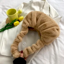 

Women's Tote Bag Plush Shoulder Bags 2021 Girls Shopper Purses Autumn and Winter Fashion Casual Solid Color Frills Eco Handbags