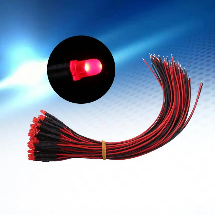 50 шт. Предварительно проводной DC12V рассеянный светодиодный диоды для подавления переходных скачков напряжения разноцветный светильник 3/5/10 мм 10 мм медленное мигание для хобби светильник ing автомобиль Лодка индустрий