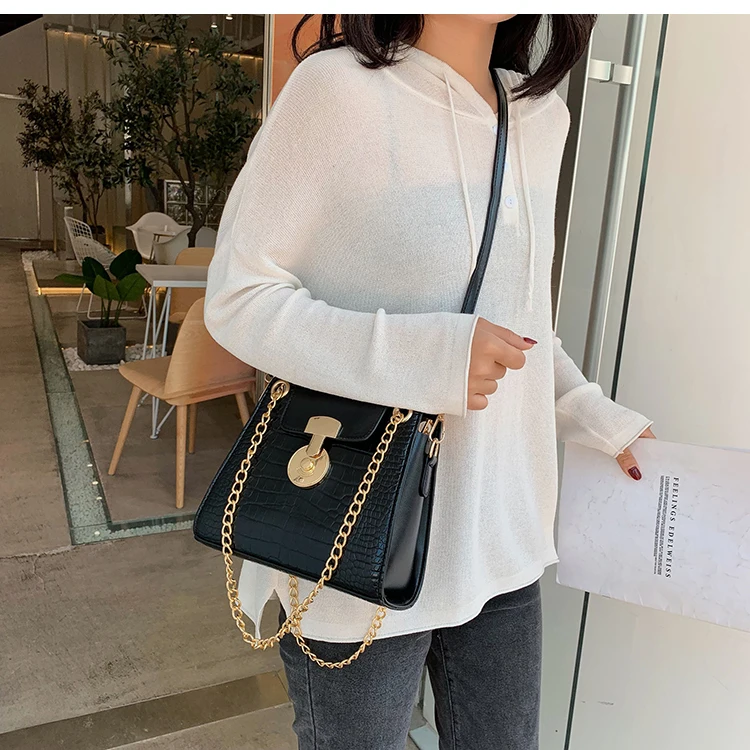 Elegant Female Crocodile pattern Tote bag New High Quality PU Leather Women's Designer Handbag Chain Shoulder Messenger Bag