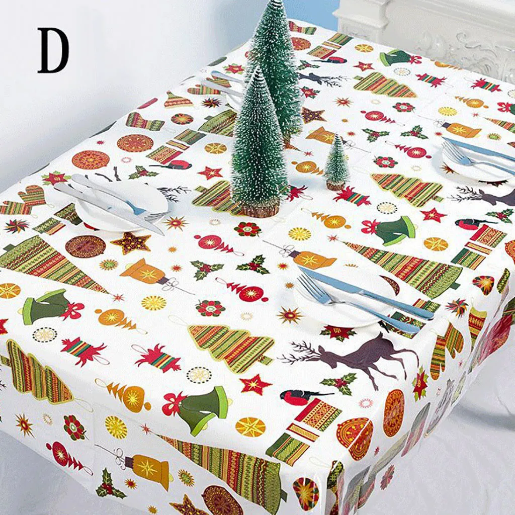 

PVC Tablecloth Christmas Decorations Disposable Table cloth Cover Creative Print Dinner Party New Year Decor 1pc 180x110cm F92