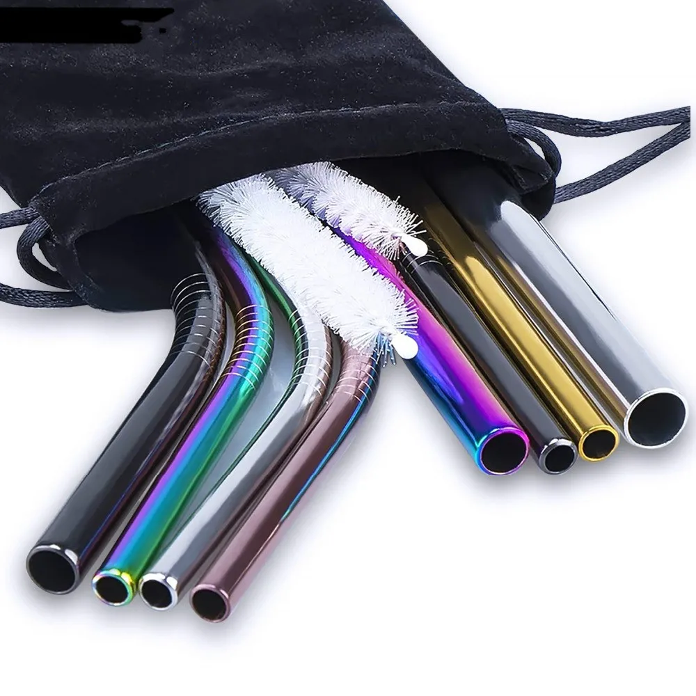

2/4/8Pcs Colorful Reusable Drinking Straw High Quality 304 Stainless Steel Metal with Cleaner Brush For Mugs 20/30oz
