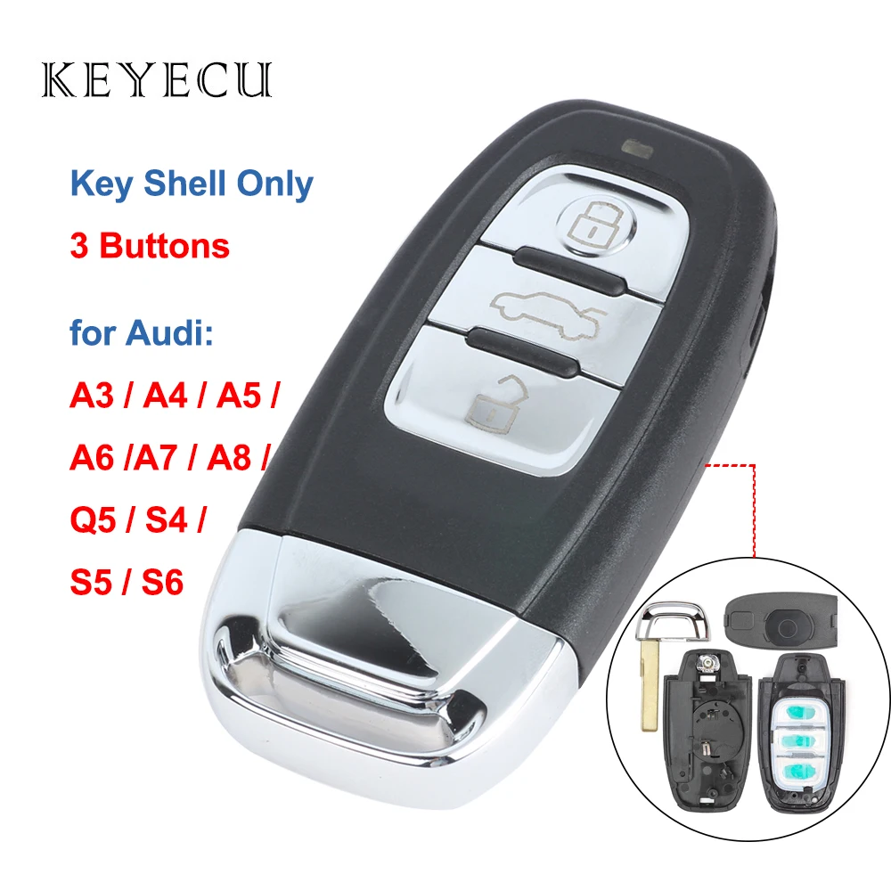 Запасной смарт-чехол Keyecu с дистанционным управлением 3 кнопки для A3 A4 A5 A6 Q5 Q8 S4 S5 2008