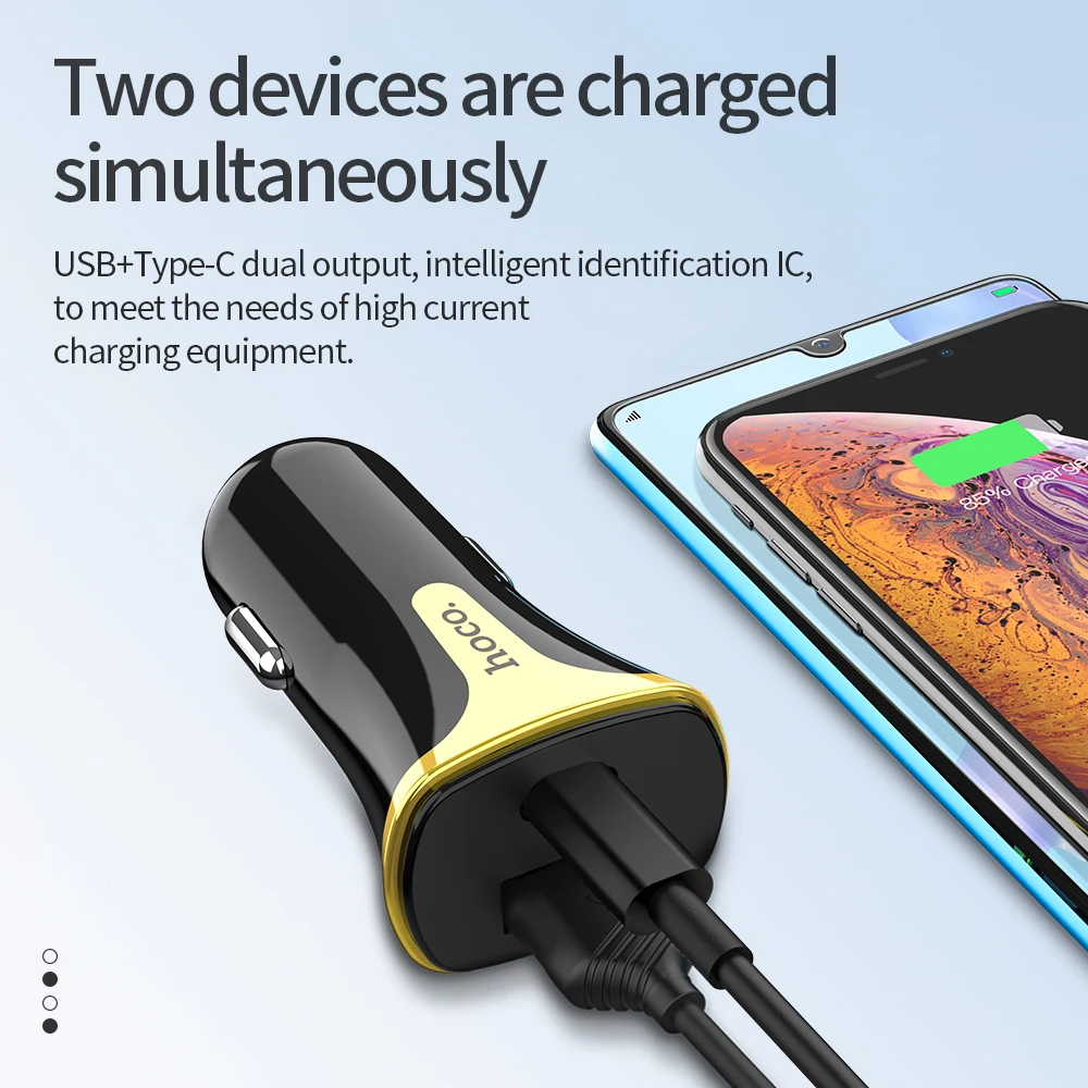 Автомобильное зарядное устройство HOCO PD QC 3 0 USB для Samsung S8 S9 S10 Xiaomi Mi9 Huawei
