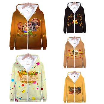 

Happy Thanksgiving Day 3d Hoodie Print Fashion Men Women Zipper Hoodies Jackets Long Sleeve Homme 3D Hooded Sweatshirts Tops 4XL