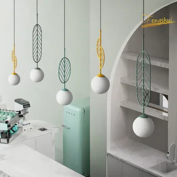 

Nordic Creative LED Glass Pendant Lamp Lighting Modern Iron Blade Hanging Pendant Lights Cafe Loft Living Room Hanging Lamps