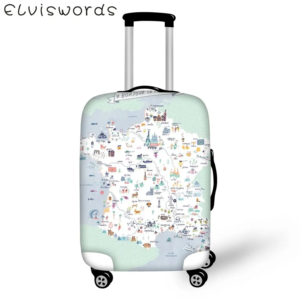 Protective covers for luggage Elastic waterproof Suitcase Cover World map Design Travel Goods Size 18-32 inch Luggage tag - Цвет: QF0150SML XL