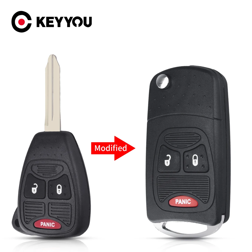 Модифицированный Чехол-книжка KEYYOU для автомобильного ключа Chrysler 2 + 1 с 3 кнопками