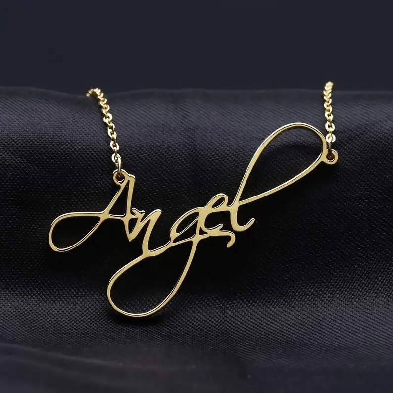 

Custom Name Necklace * Personalized Nameplate * Word Necklaces & Pendants * Cursive Handwriting * Script Name Necklace