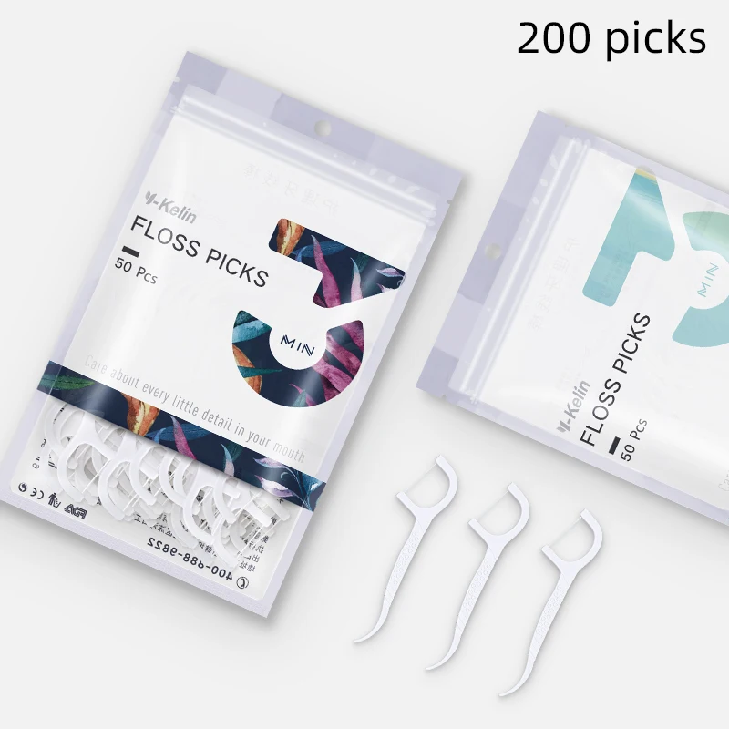200 picks Новое поступление Y-Kelin зубная нить Зубочистки 50 шт. Зубной Флоссер семья пакет портативная зубочистка HMP волокно межзубные - Цвет: 200 picks