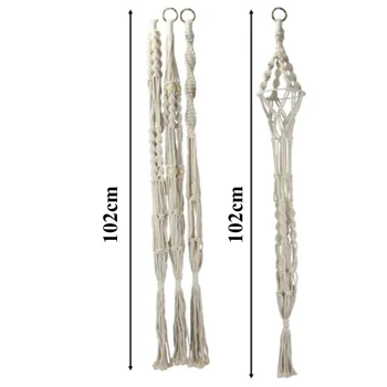 

4PCS Bohemian Hand-woven Wall Hanging Net Bag Potted Hanging Basket Hangers Plant Hanging Rope For Plants Support