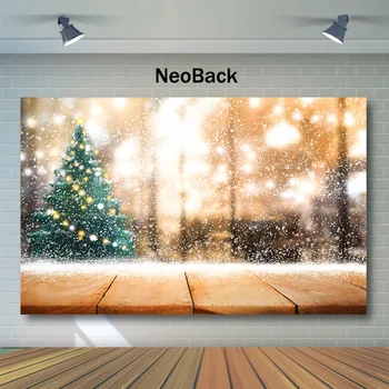 

NeoBack Christmas Backdrop Christmas Decor Tree Bokeh Photography Backdrops Newborn Baby Kids Wooden Floor Background Photograph