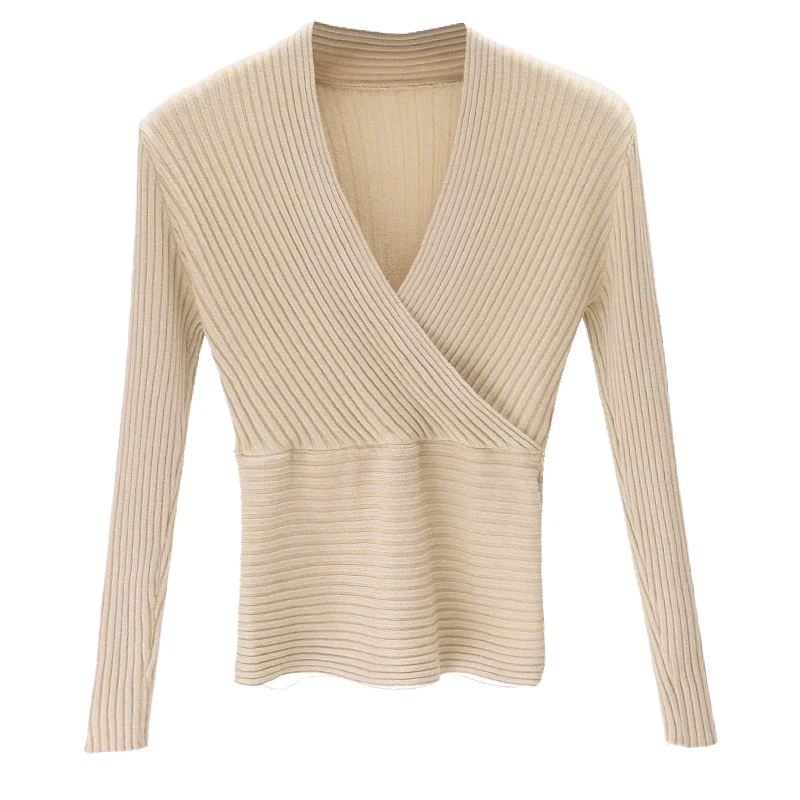 15 colors 2019 Sexy Deep V Neck Sweater Women's Pullover Slim Sweaters Female Elastic Long Sleeve Tops Femme (N0021)
