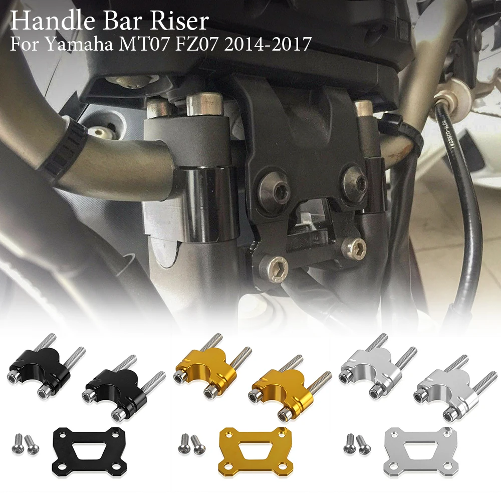 Negro MT07 FZ07 Accesorios 25mm Manillar de aluminio para motocicleta Abrazadera de montaje en elevador Abrazadera de barra para Yamaha MT FZ 07 MT-07 FZ-07 Tracer 700 2014 2015 2016 2017 2018 2019