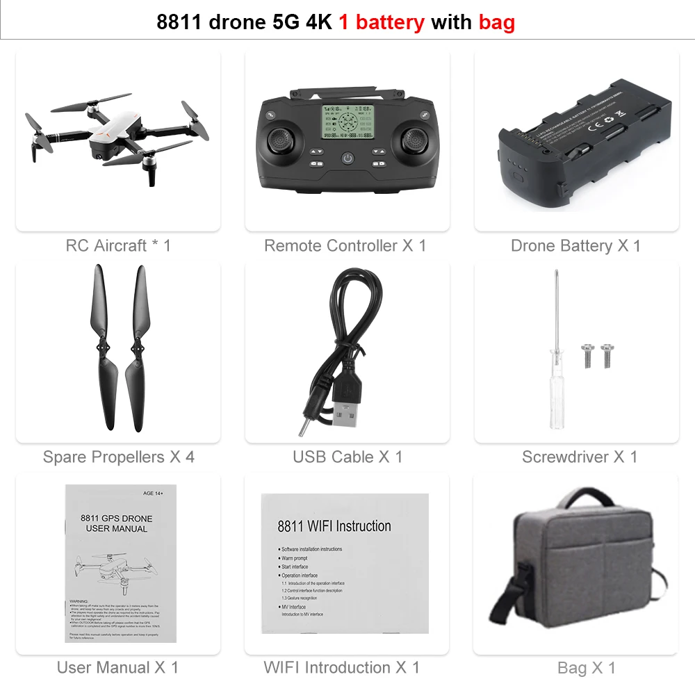 SSTI-VSG Дрон 8811 gps 5G FPV Квадрокоптер 4K камера с широкоугольным дроном складной Радиоуправляемый Дрон Профессиональный VS F11pro Sg906 - Цвет: 1B bag