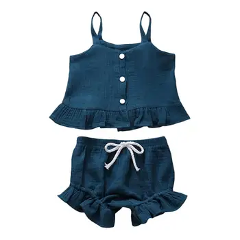 

Summer Baby Girl Ruffle Sling Top Short Pants Outfit Set Cute Newborn Summer Clothes Set Baby Girls Summer Outfits
