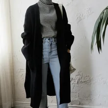 CHRLEISURE Trend женские свитера корейская версия длинный кардиган Осенняя Женская трикотажная куртка для отдыха