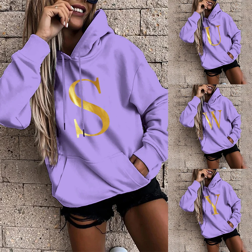 New All-match Hoodie Harajuku Womens Sportswear Pullover Shirt Letter Lovers Hoodie Womens Sweater Autumn and Winter Wear