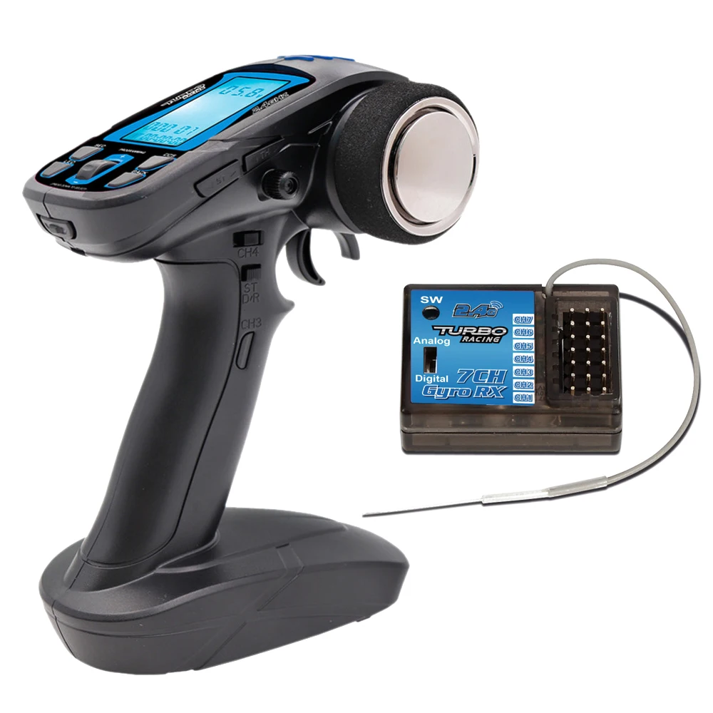 

Hot 1set TURBO RACING TB-TX2 2.4GHz FHSS Digital 7CH Radio Remote Controller Transmitter with TB-RX200 Receiver for RC Vehicle