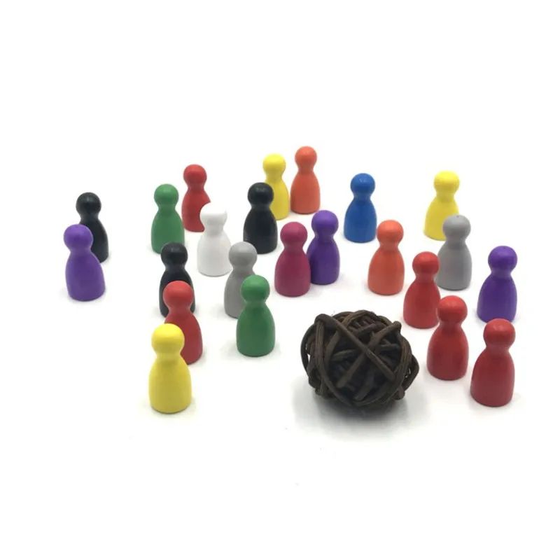 100pcs 10colors 24*12mm Humanoid Chess Pieces Wood Pawn/chess Card