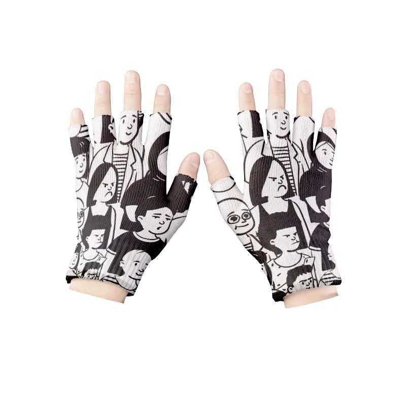 1 Pair New Japan Anime Girl Glove Fashion Adult Half-fingered Gloves Knitted Mittens Cosplay Fingerless Mitten