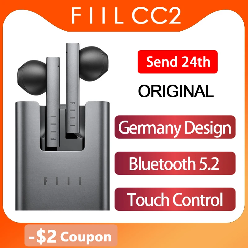 Original FIIL CC 2 CC2 Wireless Bluetooth 5.2 Earphones TWS Gaming Headset Noise Canceling Ear Buds ENC Earphone Type-c Earbuds |