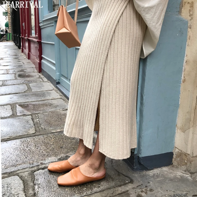 2019 женские теплые длинные зимние юбки эластичная высокая талия облегающая