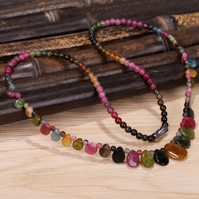 Handmade Tourmaline Natural Stone Choker Necklace With Raindrop Pendant Princess Necklace For Women Birthday Gift Jewelry