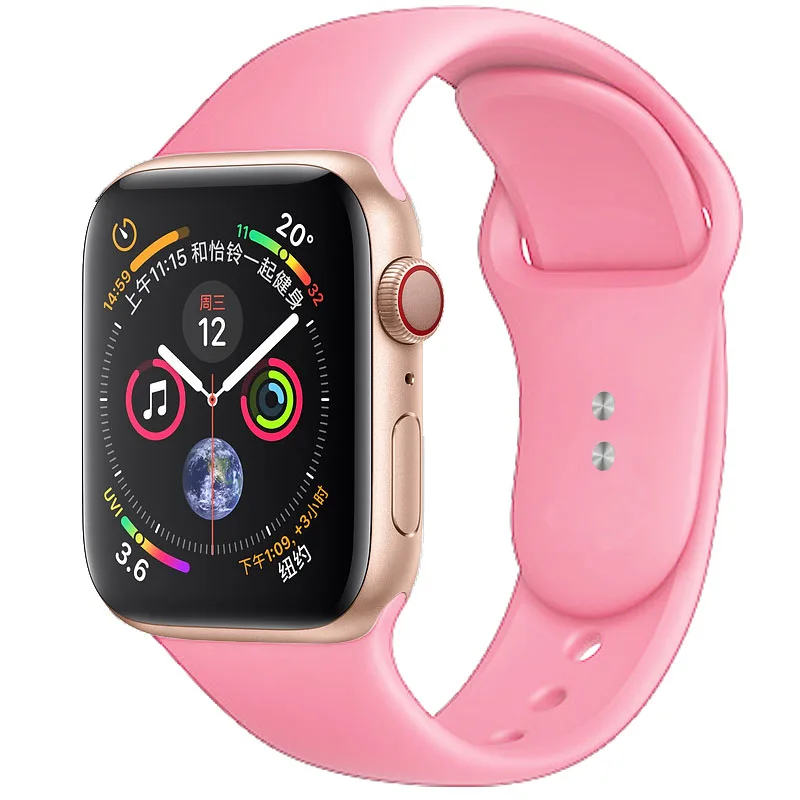 Силиконовый ремешок для Apple watch band 4 3 44 мм 40 мм iwatch band correa 42 мм 38 мм браслет для Apple watch 4 3 2 аксессуары - Цвет ремешка: Bright pink