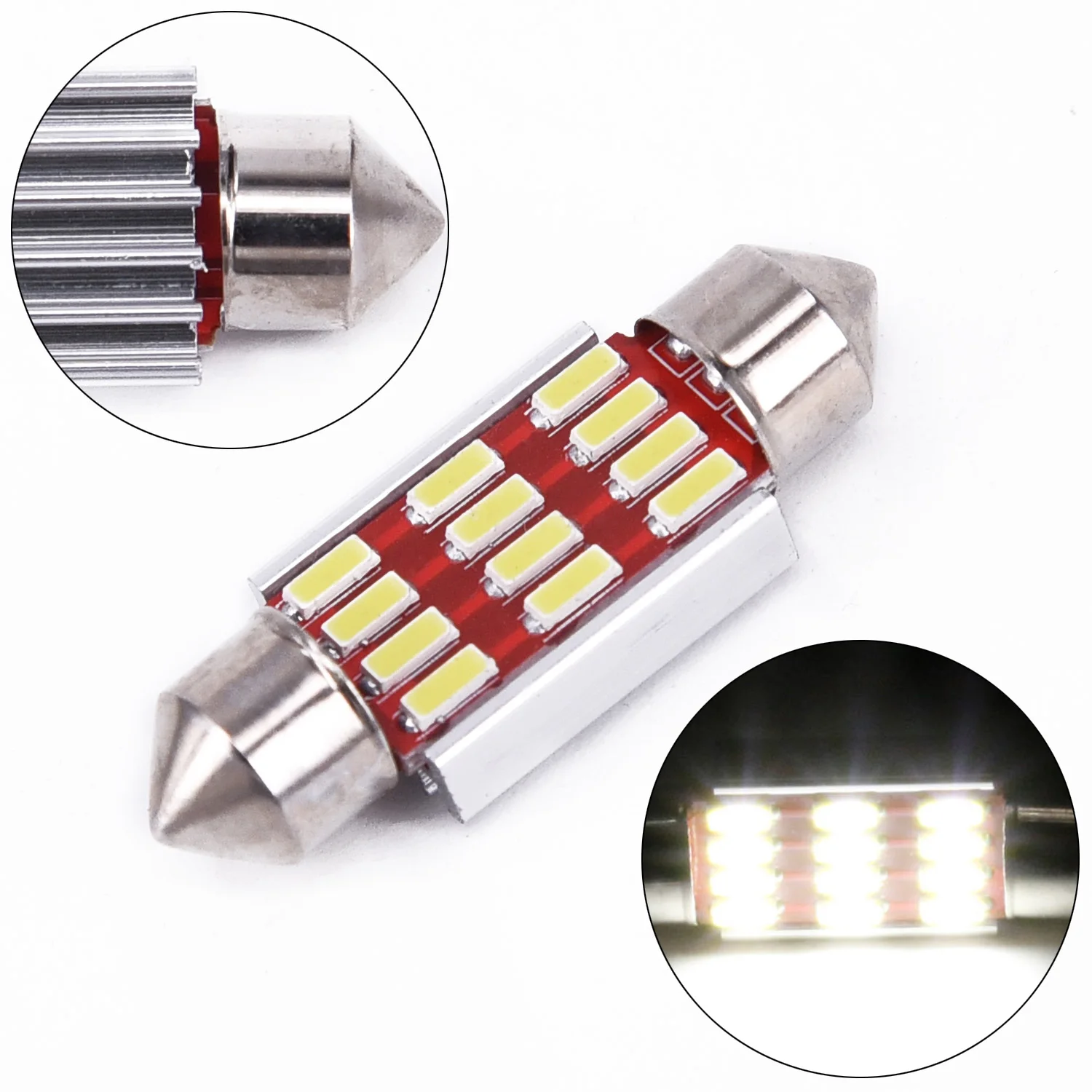 

10pcs LED License Plate Light Bulb 36mm 12V Festoon Dome Lamps Replacement Parts