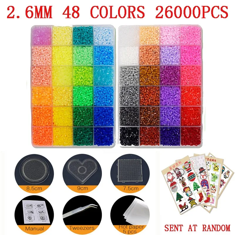 24/72 colors box set hama beads toy 2.6/5mm perler educational Kids 3D puzzles diy toys fuse beads pegboard sheets ironing paper 12