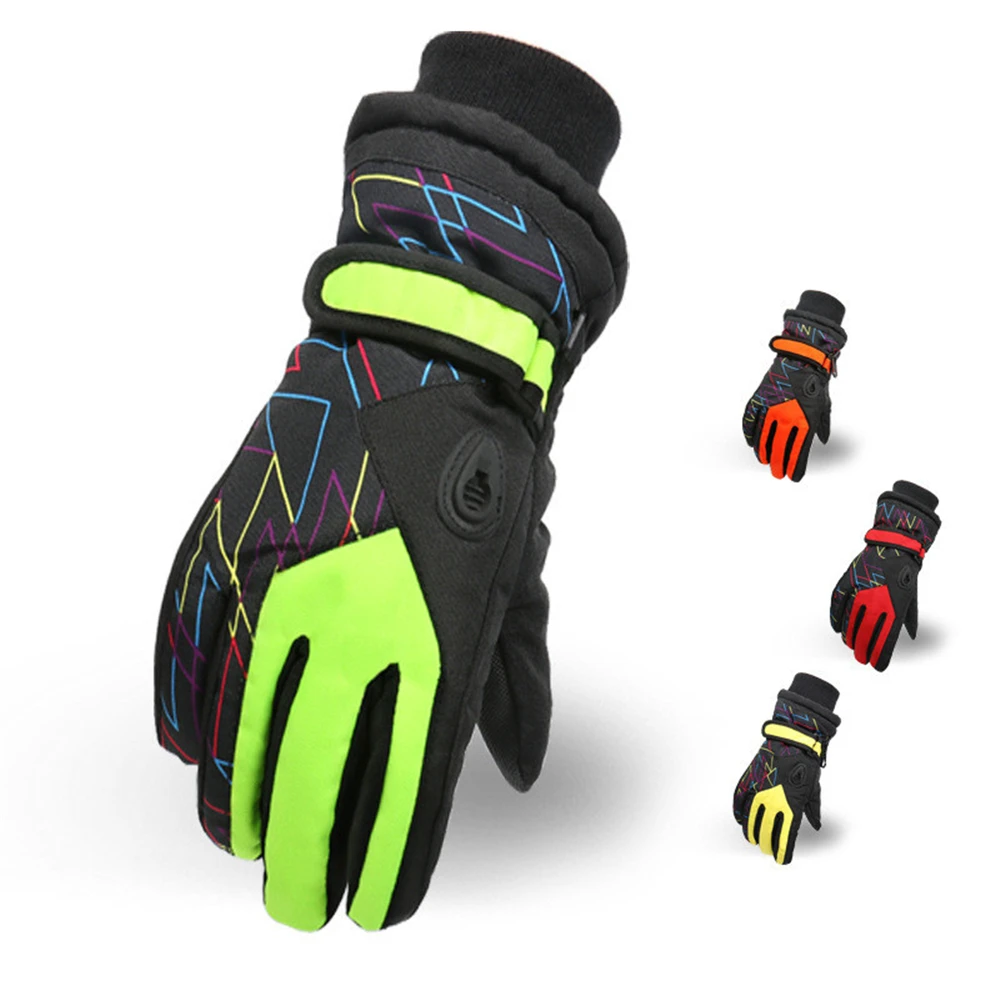 Детские зимние лыжные перчатки для снегохода, ветрозащитные милые перчатки для мальчиков и девочек, детские водонепроницаемые перчатки для катания на лыжах и сноуборде